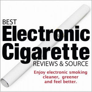 e-cig photo with a reviews slogan